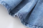 Women's French Casual Pleated Washed Denim Chic Dress