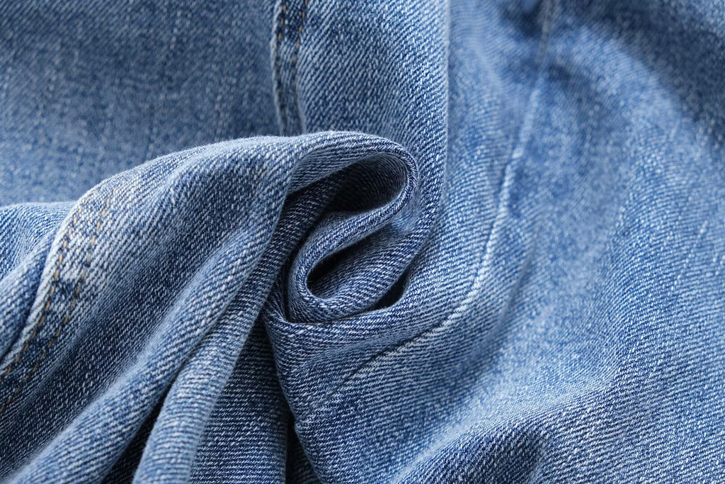 Women's French Casual Pleated Washed Denim Chic Dress