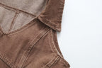 Collared Sleeveless Denim A-Line Mini Dress