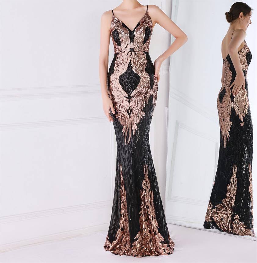 Women's Sequin Fishtail Formal Dress Cocktail Car