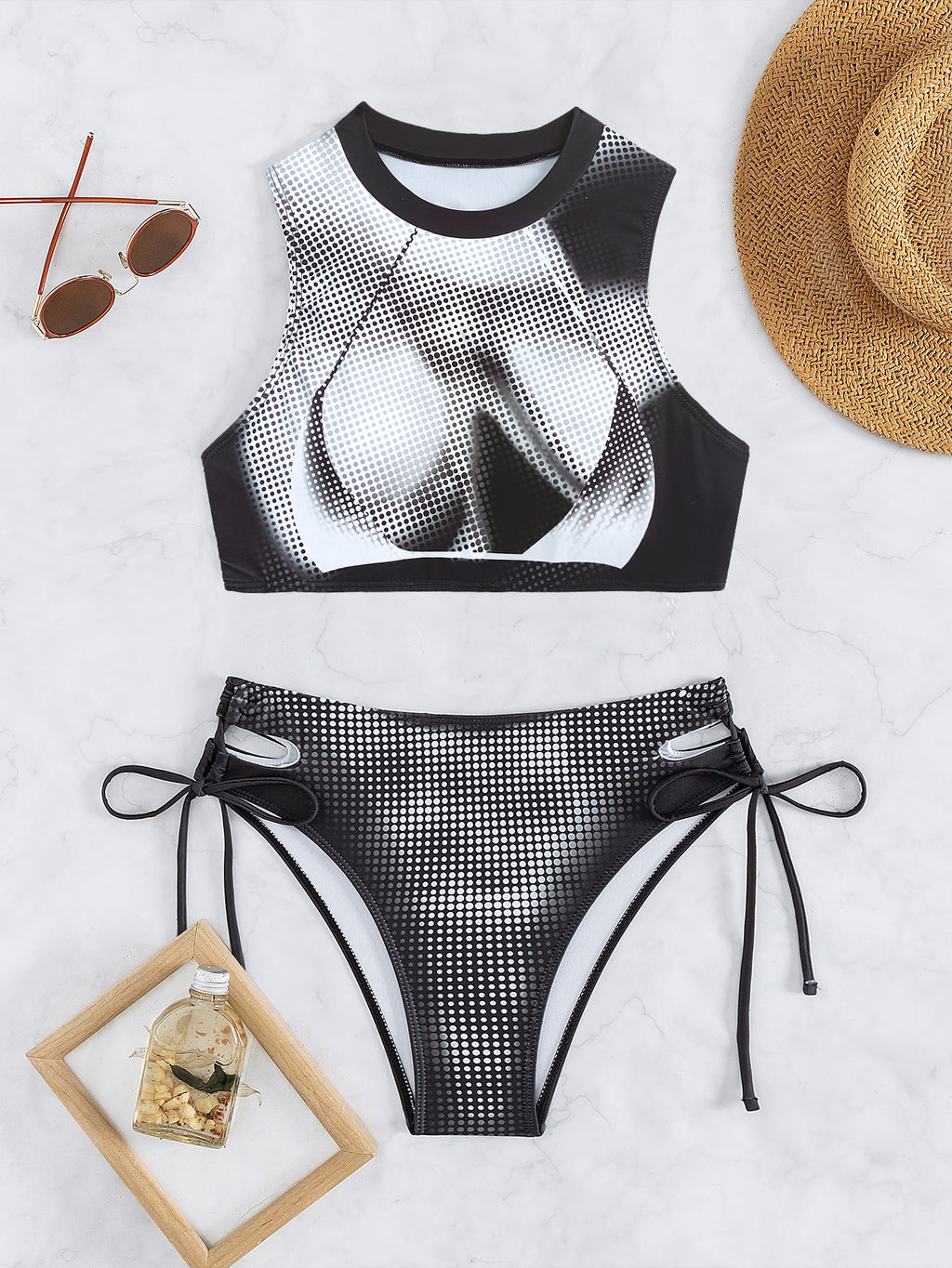 Split Black Bikini Swimwear