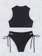 Split Black Bikini Swimwear