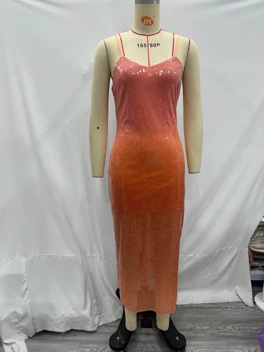 Women's Gradient Color Sequin Strap Dress