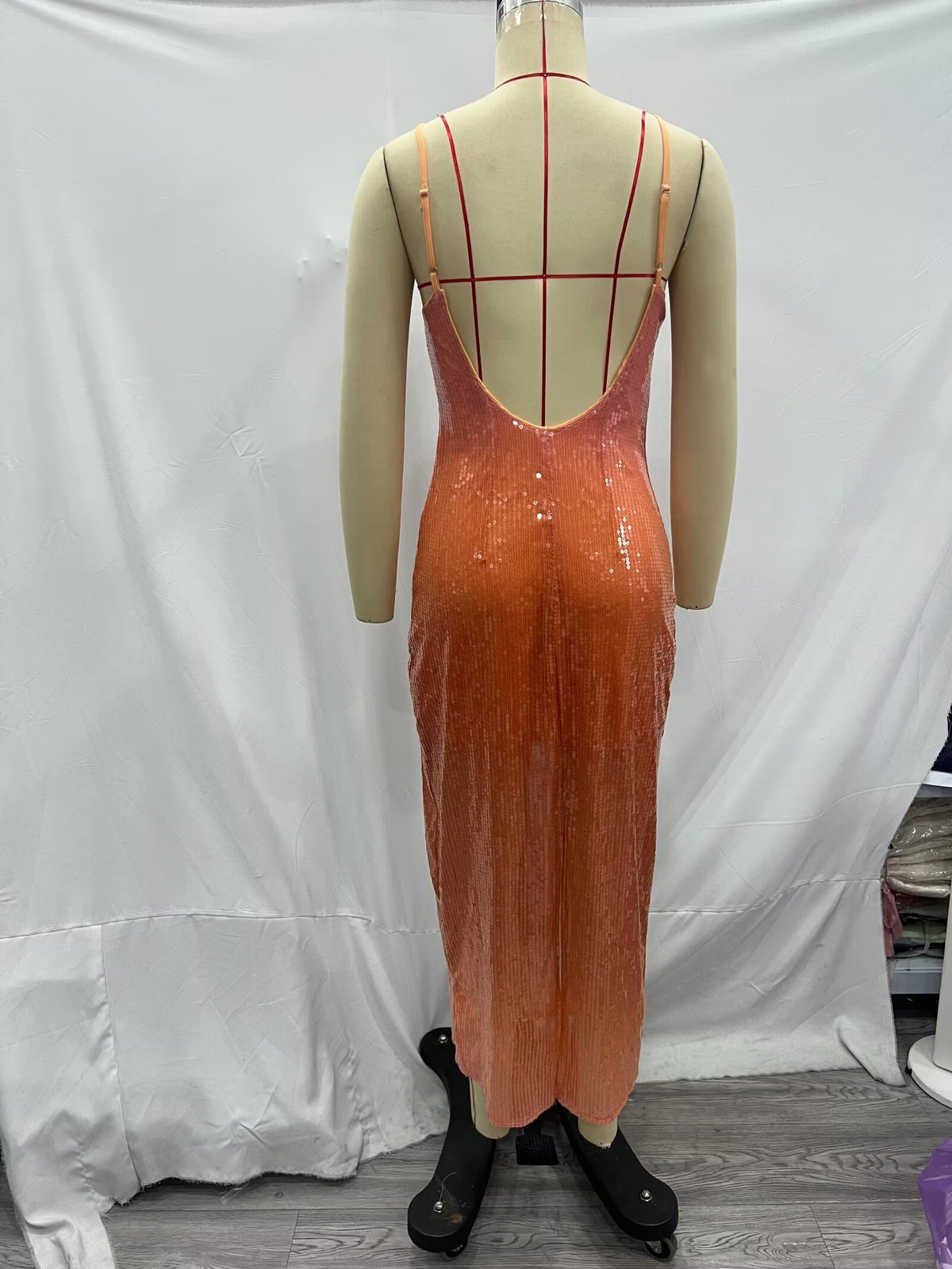 Women's Gradient Color Sequin Strap Dress