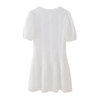 White Embroidered Ruffle Mini Dress
