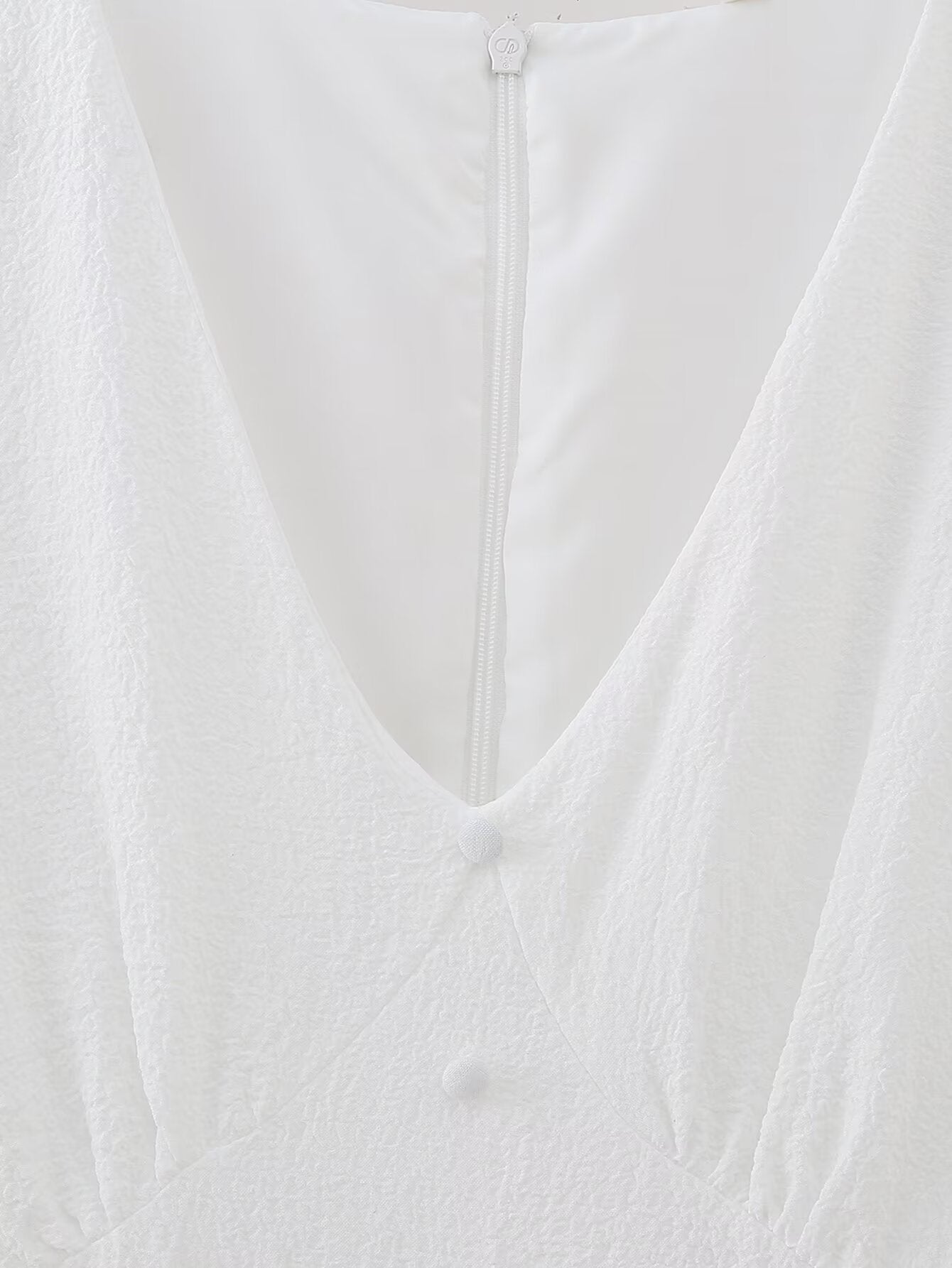 White Embroidered Ruffle Mini Dress