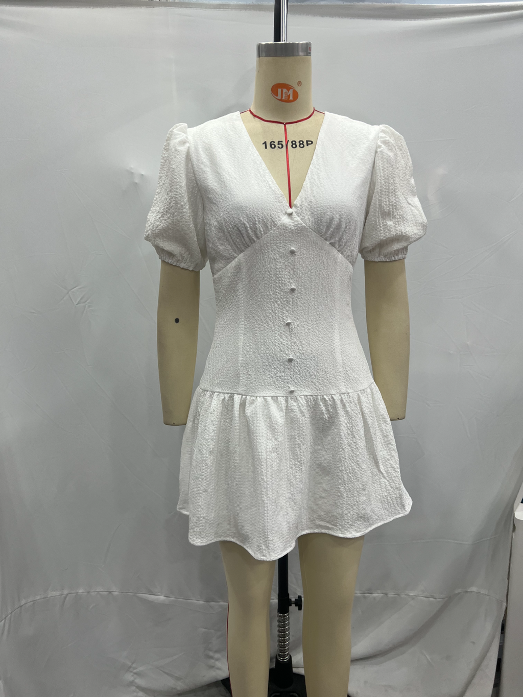 White Embroidered Ruffle Mini Dress