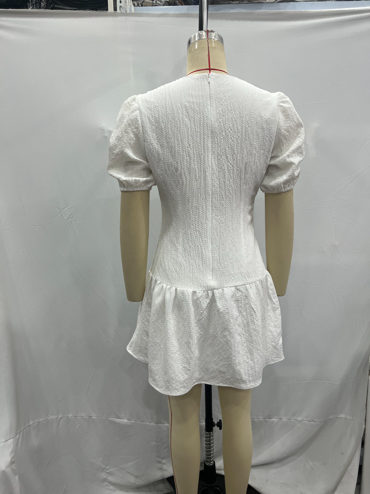 White Embroidered Ruffle Mini Dress