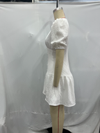 White Embroidered Ruffle Mini Dress