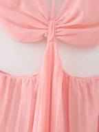 Women's Backless Pleated Chiffon Strap Dress