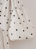 's Summer Sweet V Neck Puff Sleeve Mid Sleeve Maxi Dress