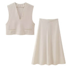 Women's Midi Top And Skirt Two-Piece Set