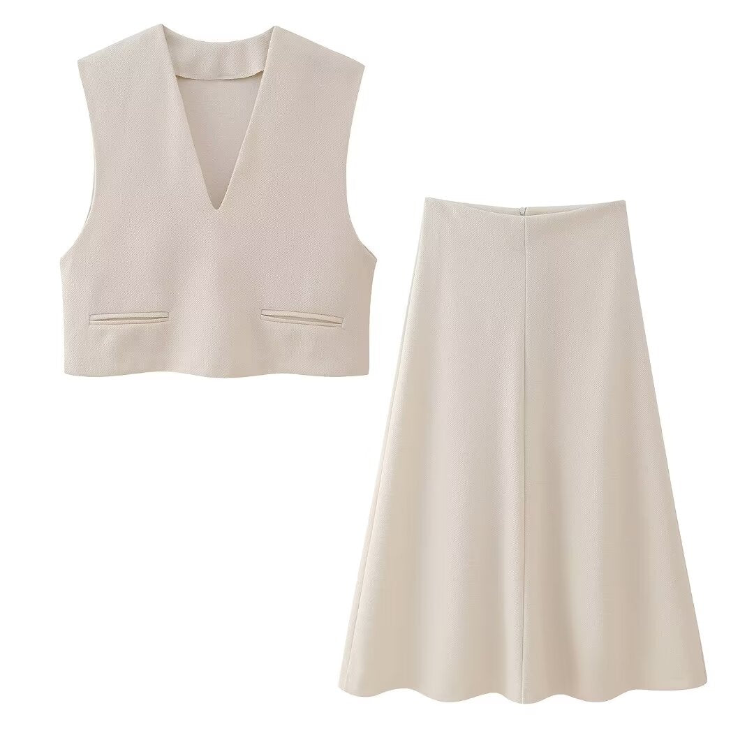 Women's Midi Top And Skirt Two-Piece Set