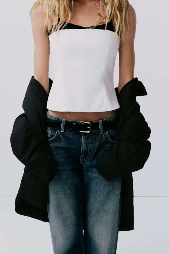 's Early Faux Two Piece Color Matching Small Sling Vest Slim Top