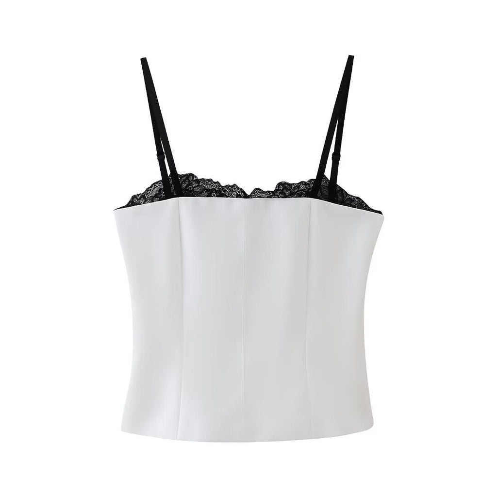 's Early Faux Two Piece Color Matching Small Sling Vest Slim Top
