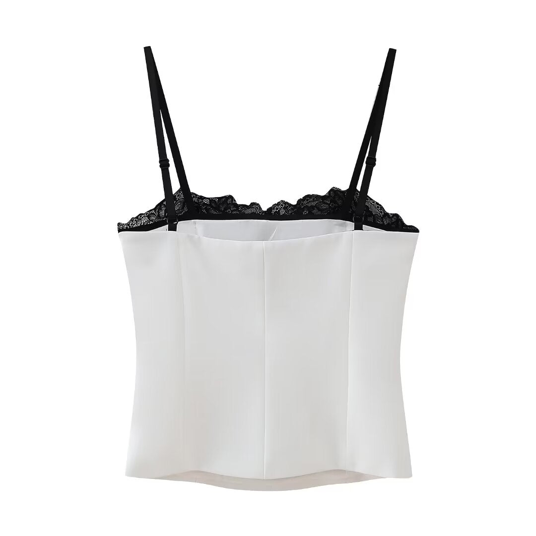 's Early Faux Two Piece Color Matching Small Sling Vest Slim Top