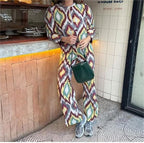Printed Short Shirt Wide Tube Trousers Suit Set