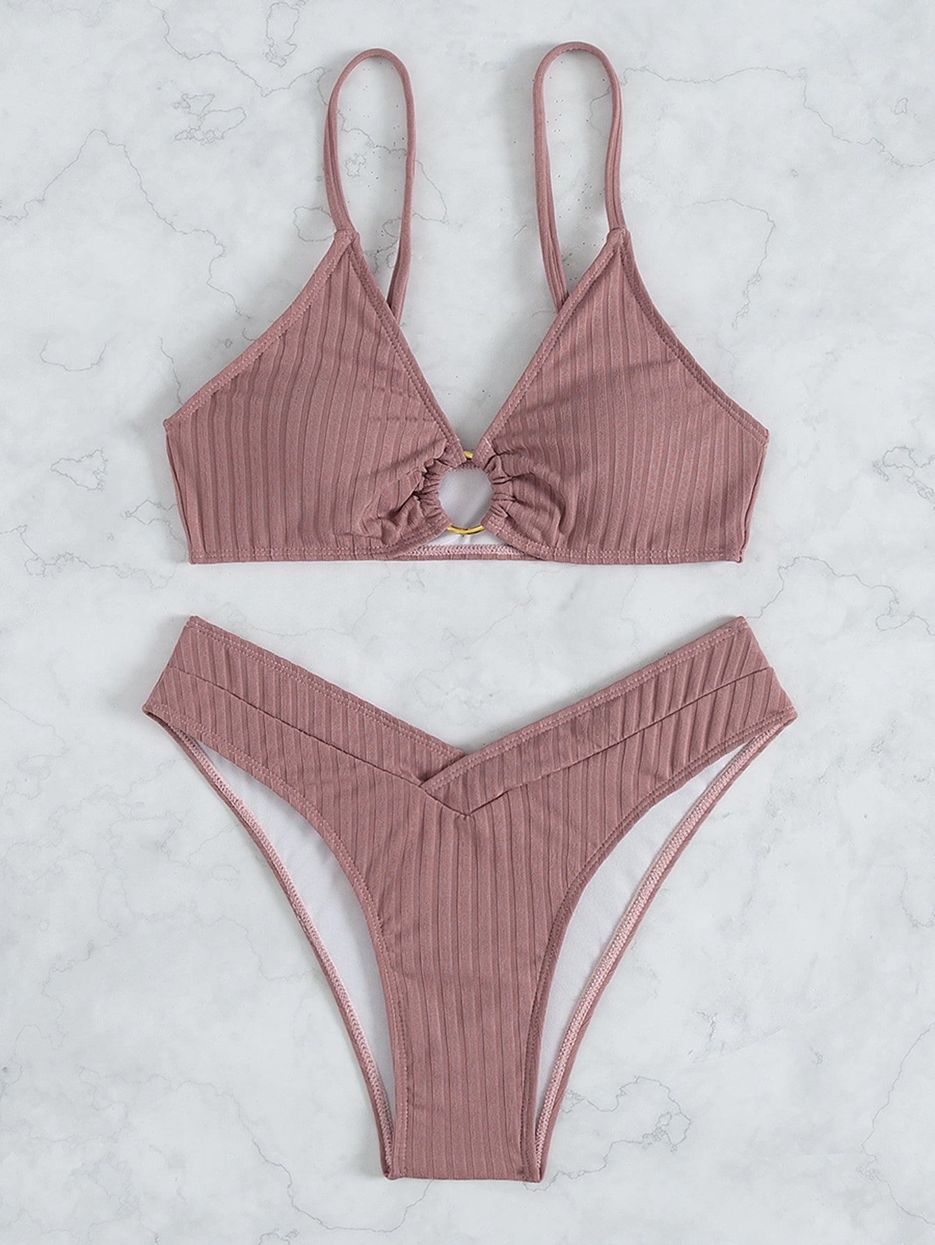 Solid Color Bikini Swimwear