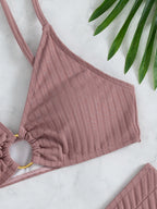 Solid Color Bikini Swimwear