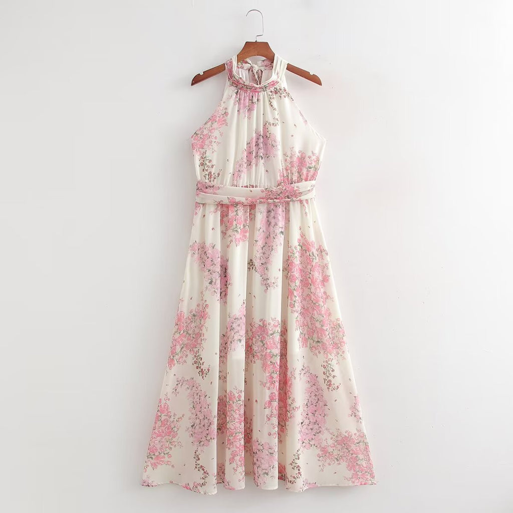 Floral Halter Holiday Dress