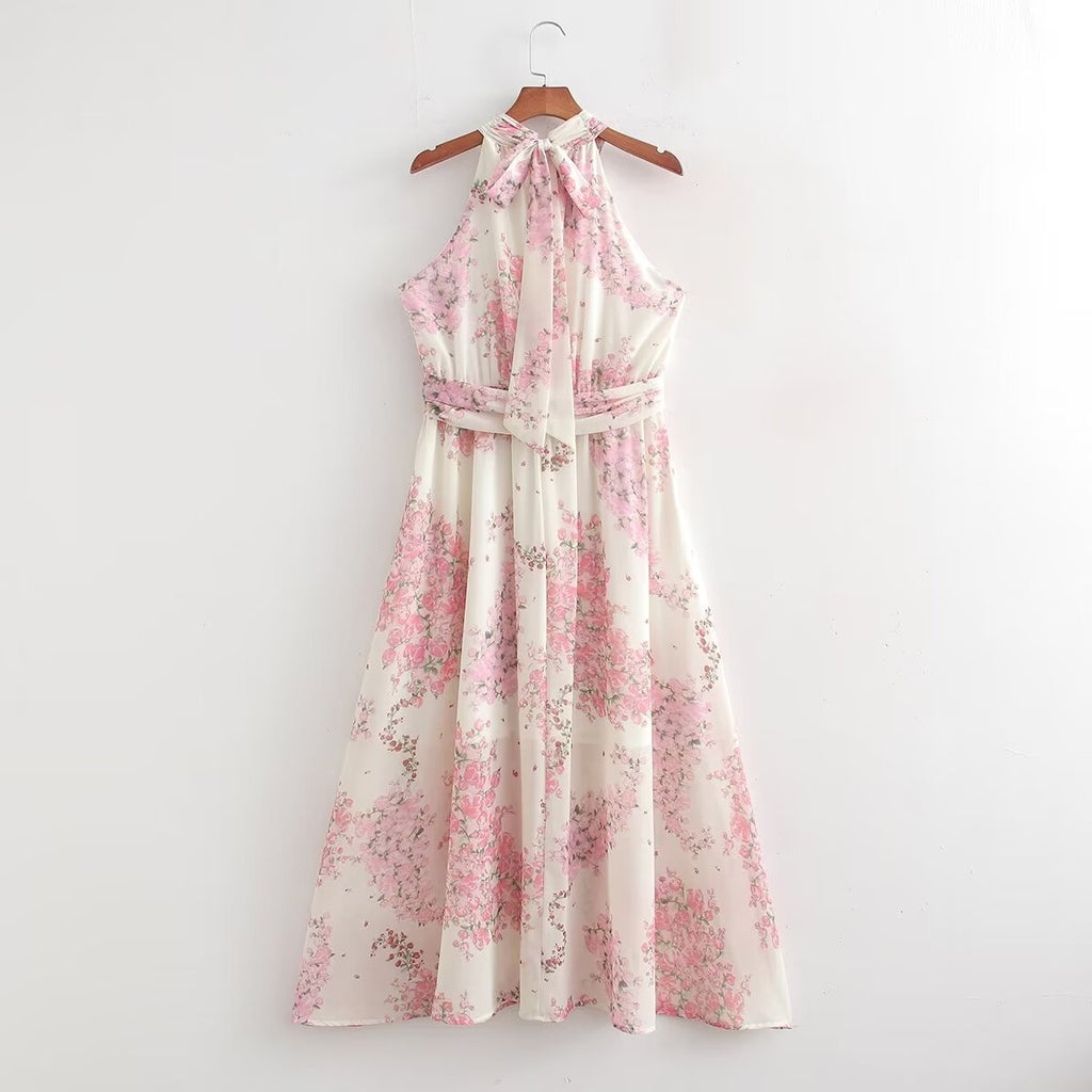 Floral Halter Holiday Dress