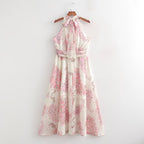 Floral Halter Holiday Dress