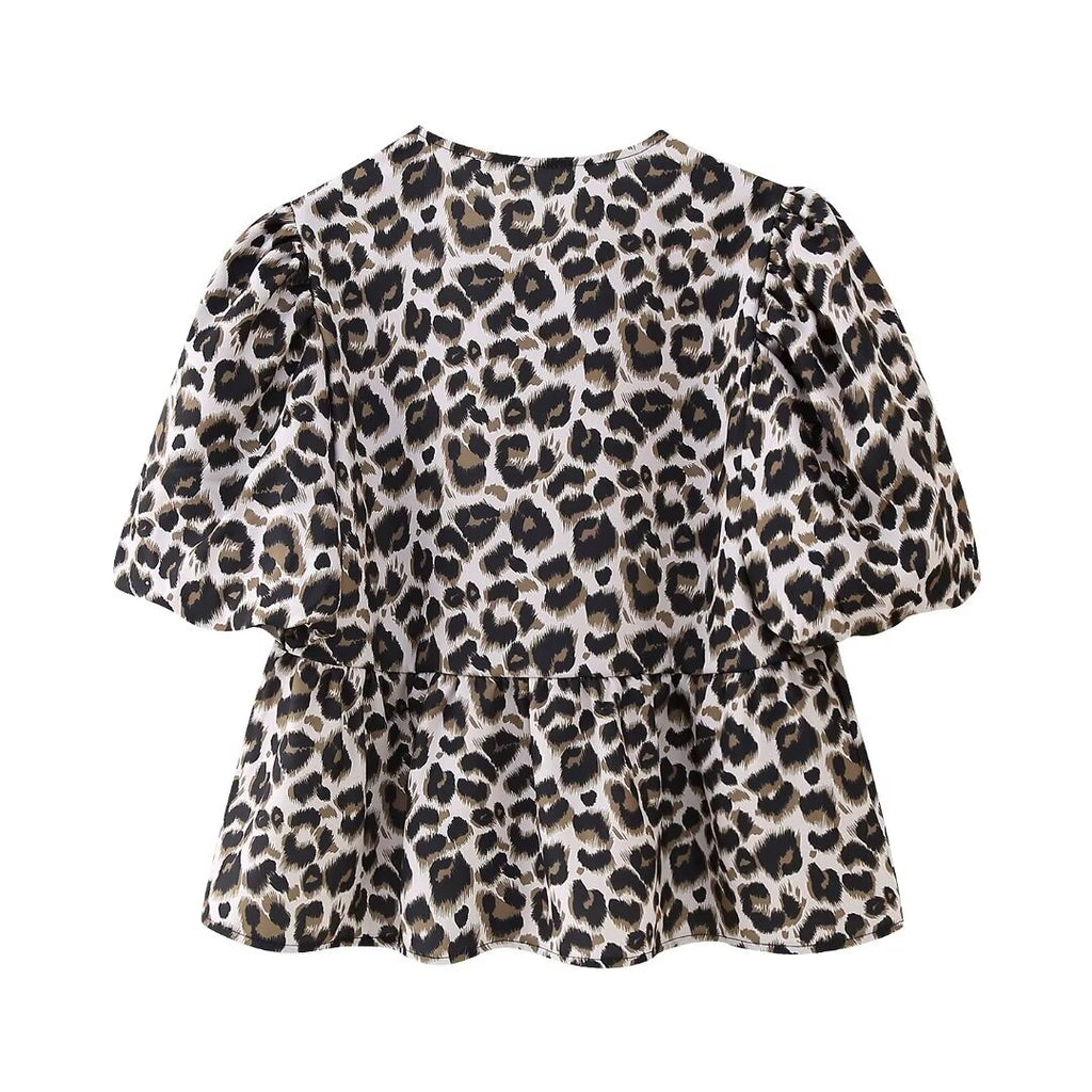 Women's Street Shirt Animal Pattern Short Sleeve Small