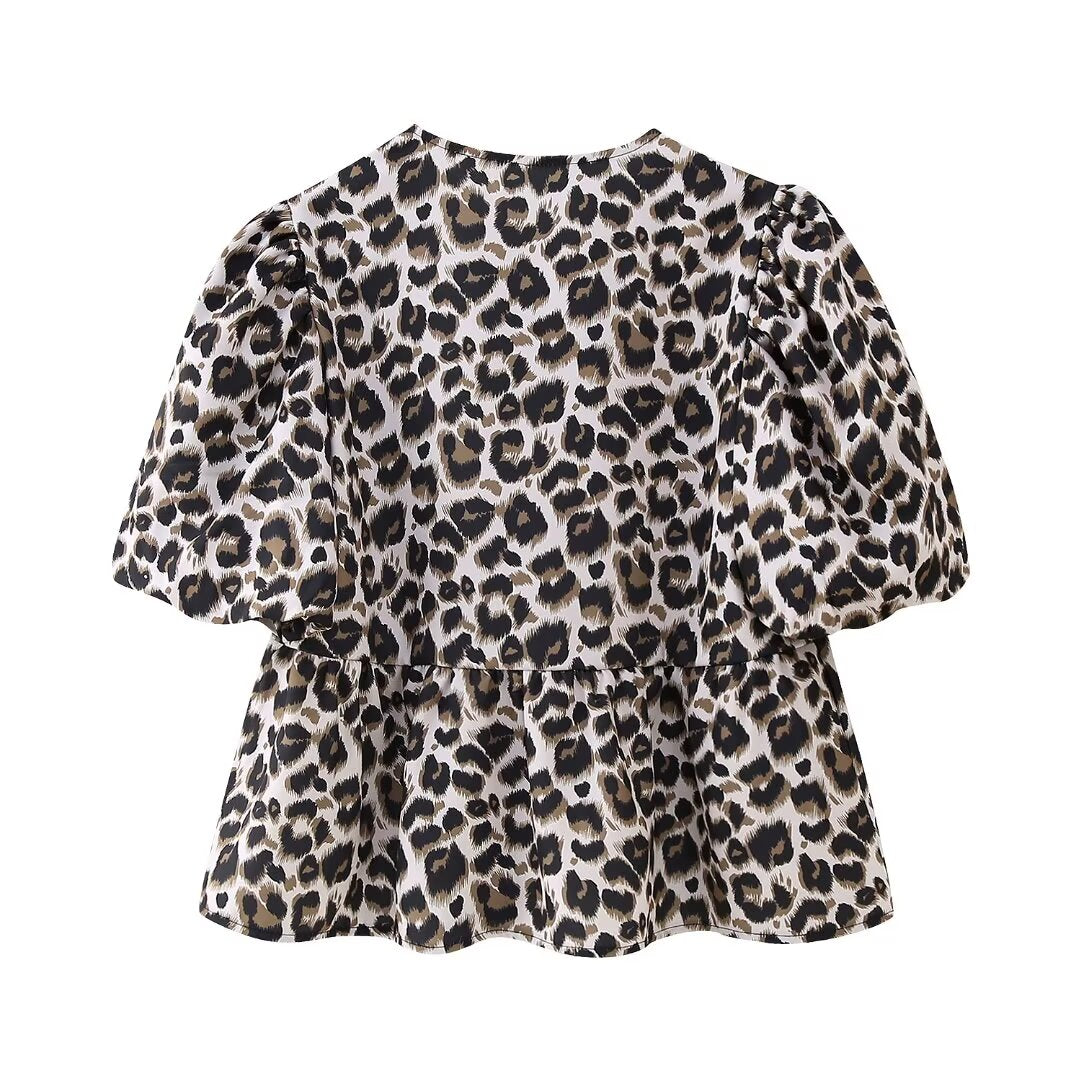 Women's Street Shirt Animal Pattern Short Sleeve Small