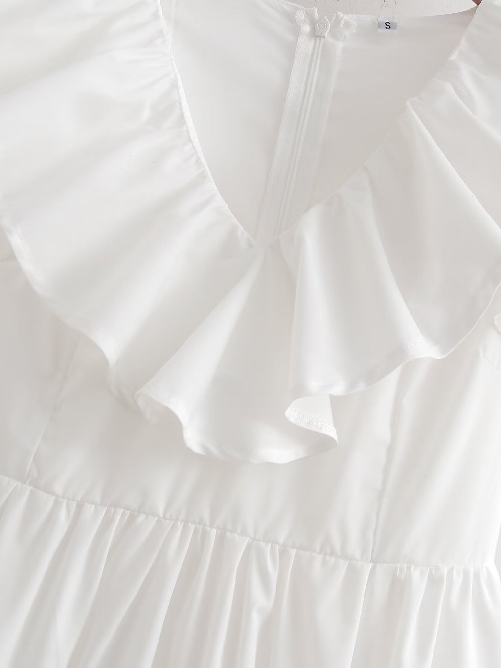 Women's Solid Color V Neck Ruffle Dress