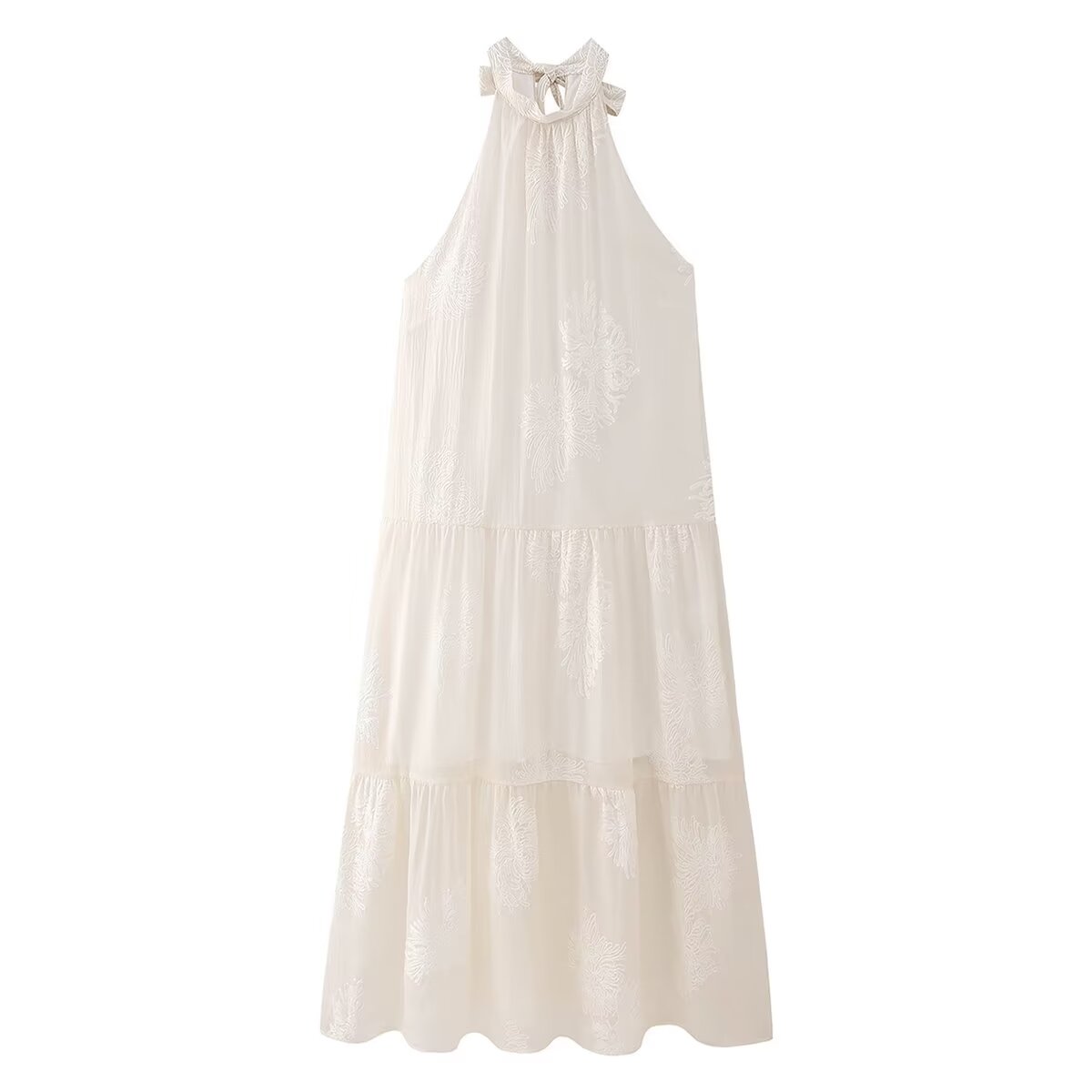 Women's Jacquard Halter Vacation Dress