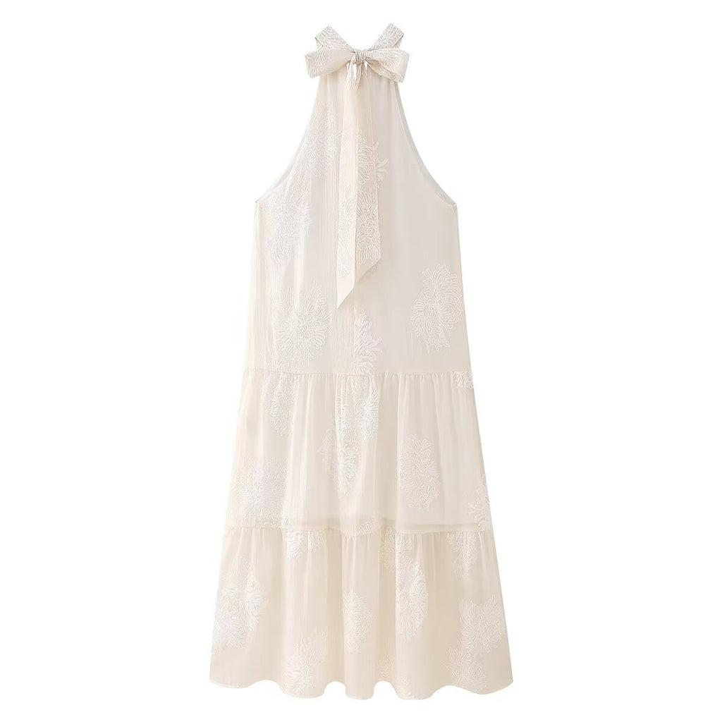 Women's Jacquard Halter Vacation Dress
