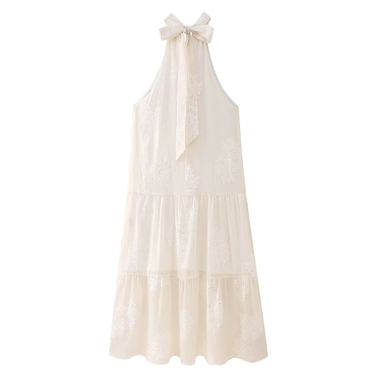 Women's Jacquard Halter Vacation Dress