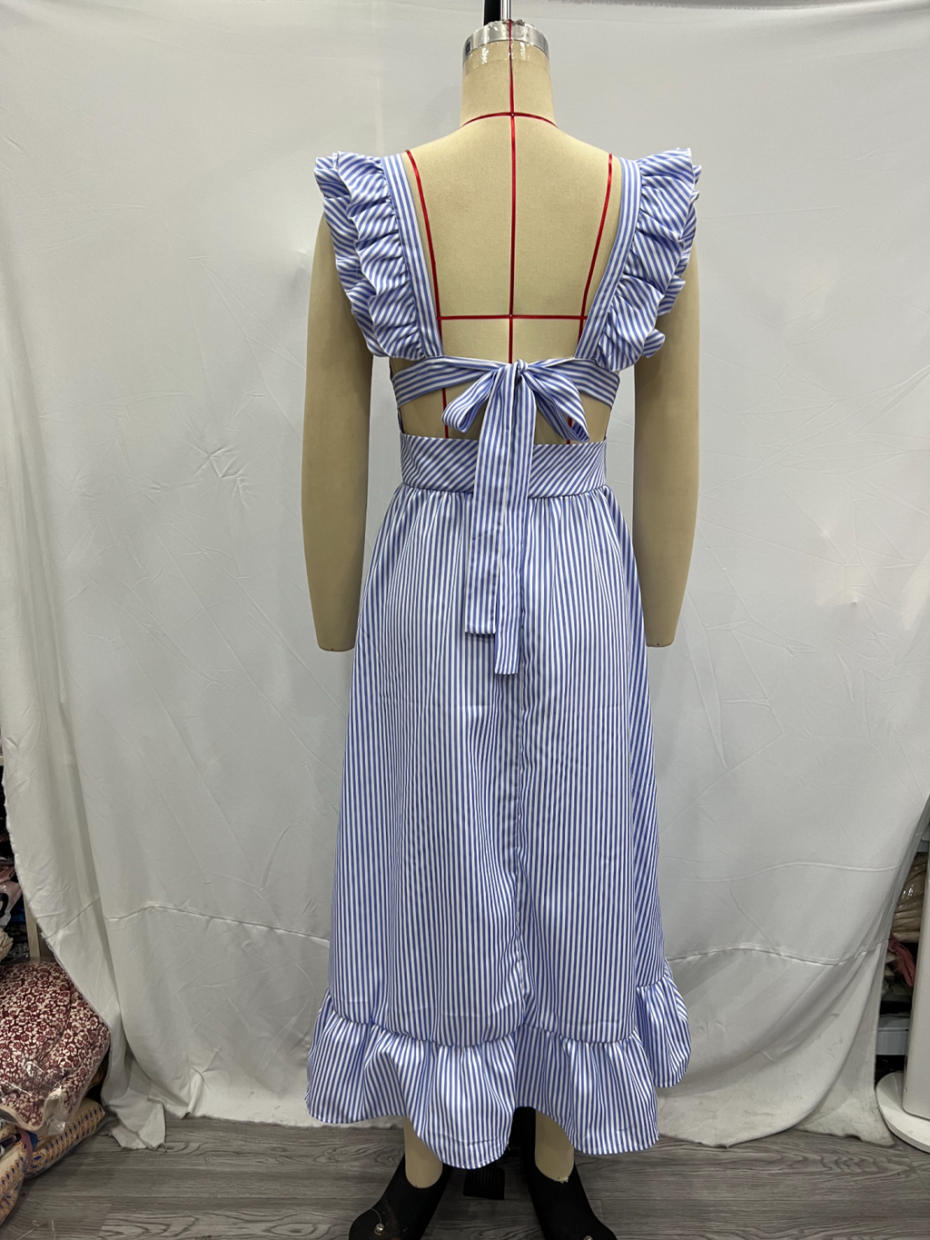 Women's Plaid Sleeveless Ruffle Dress