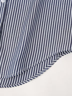 Women's Loose Long Sleeves Contrast Color Neckline Poplin Shirt