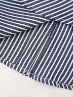 Women's Loose Long Sleeves Contrast Color Neckline Poplin Shirt