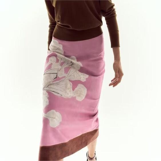 Spring Elegant Slightly Mature Linen Blended Straight Skirt