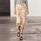 Slim High Waist Transparent Floral Print Midi Dress