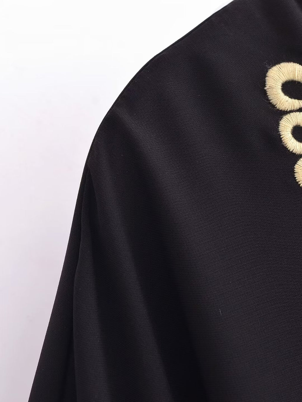 Black Embroidery Plus Size Dress Popular Long-Sleeve Batwing Shirt