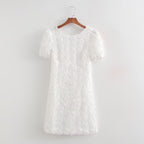 Summer Round Neck Lace Embroidered Design Elegant Dress