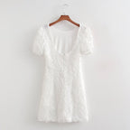 Summer Round Neck Lace Embroidered Design Elegant Dress