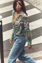 Women's Patchwork Printed Shirt