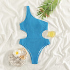 Blue Shoulder One-piece Swimwear