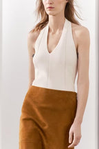 French Neck Collar Short Knitted Top