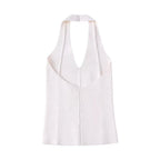 French Neck Collar Short Knitted Top