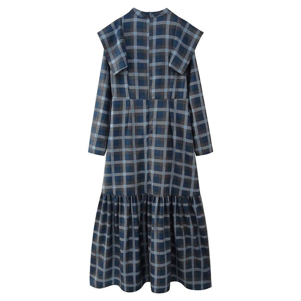 Long-Sleeve Plaid Midi Dress