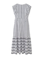 Spring Elegant Printed Square-Collar Maxi Dress