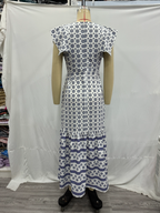 Spring Elegant Printed Square-Collar Maxi Dress