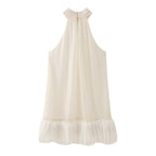 Hem Furry Sequ Halterneck Dress