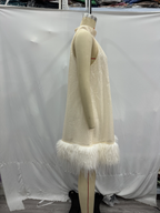 Hem Furry Sequ Halterneck Dress