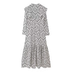 Geometric Print Long-Sleeve Dress